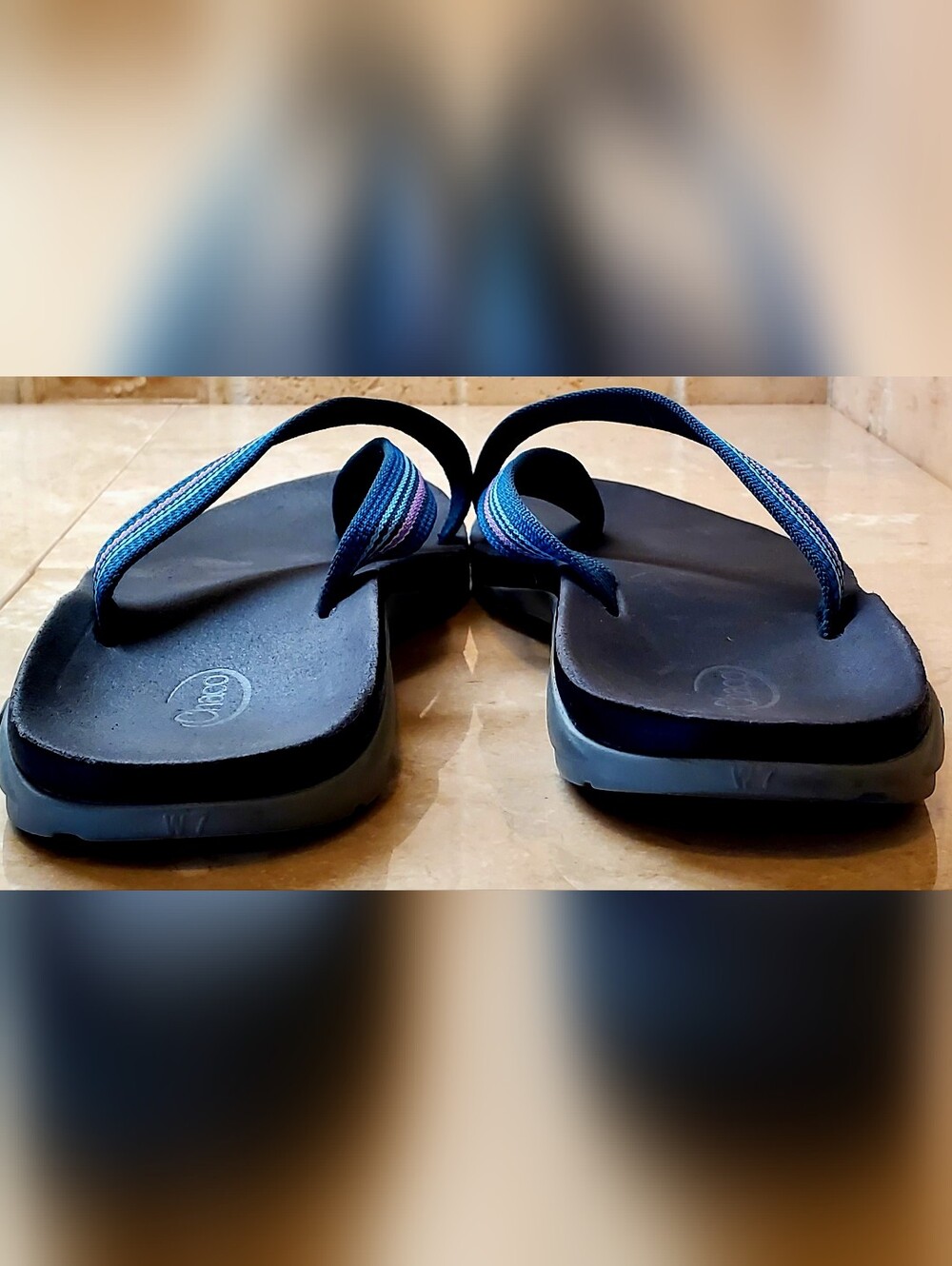 CHACO Tanana Ecotred Toe Loop Blue/Pink Strap Sandal Women's US Size 7 - Picture 6 of 11